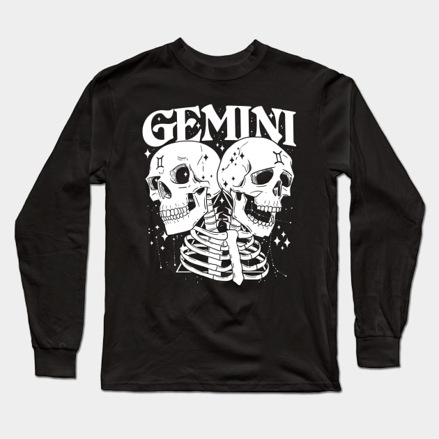 GEMINI Faery Crystal Witch Shirt Skull constellation Long Sleeve T-Shirt by Juandamurai